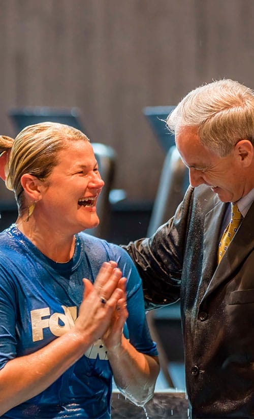 Grateful Woman Being Baptized